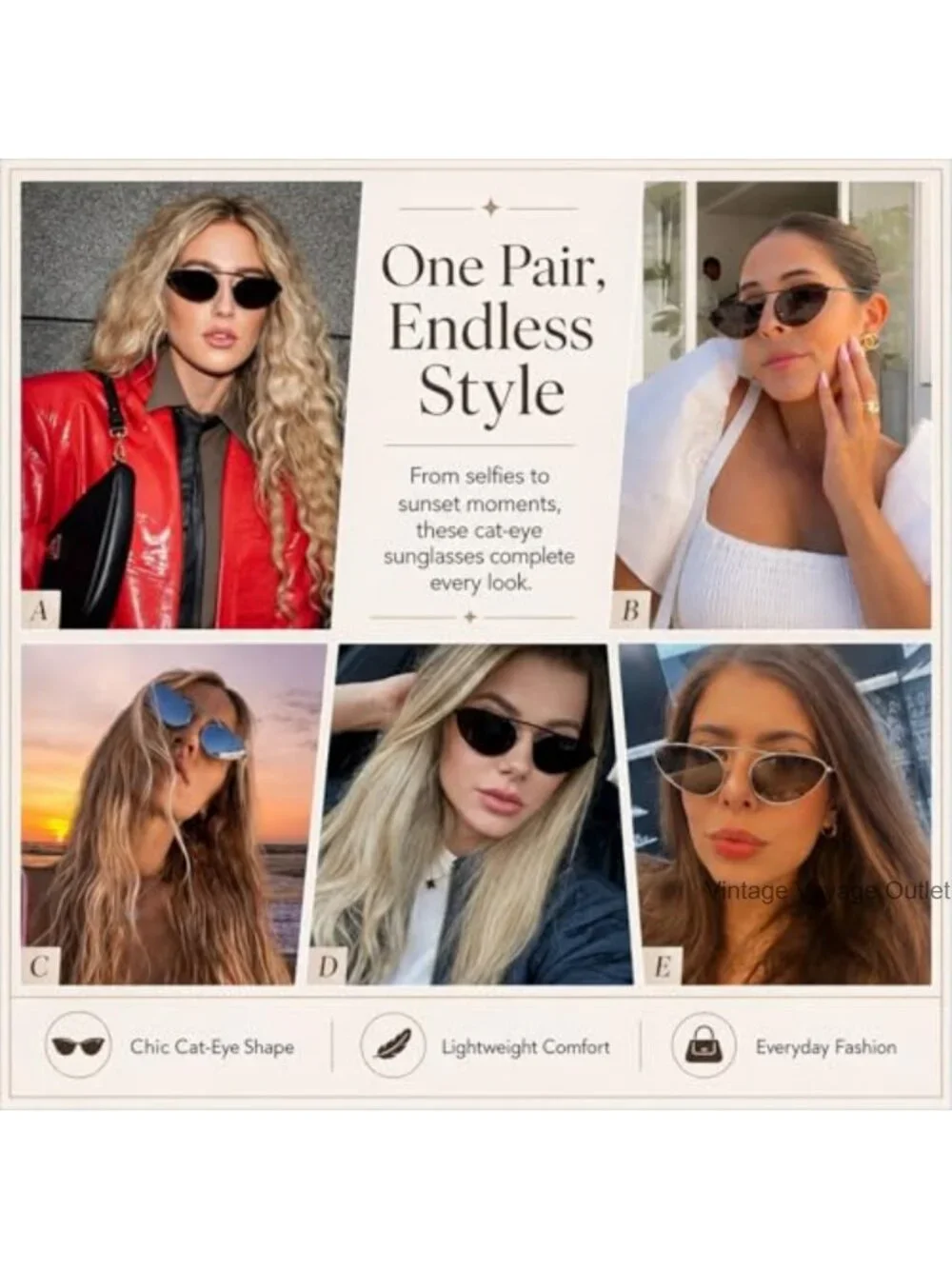 Vintage Narrow Cat Eye Sunglasses for Women Metal Frame UV400 Retro Shades